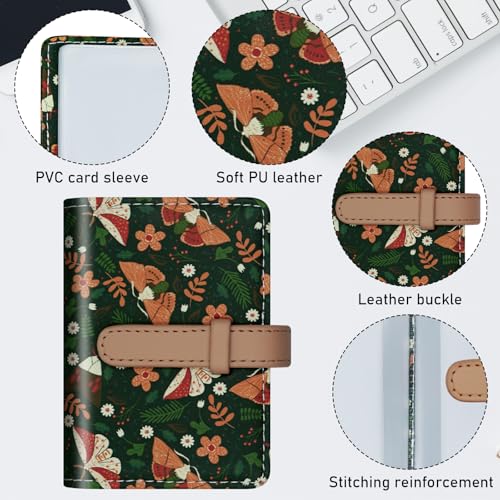 PU Leather Credit Card Holder for Women, Small RFID Wallet Slim 26 Pockets Leather Card Organizer Case with Sturdy Button Colorful Patterns3