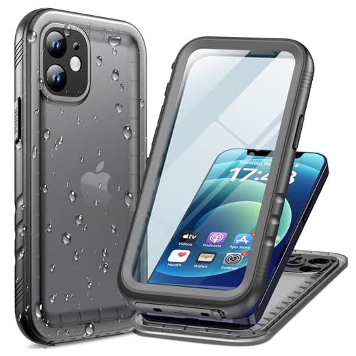 Cozycase Coque Pour iPhone 12 Mini Étanche Antichoc - 360 degres Incassable Militaire Rigide Intégrale Case/Bumper/Housse 【IP68 Waterproof/Imperméable】 Etui Anti Choc Eau avec Protection Camera - Noir