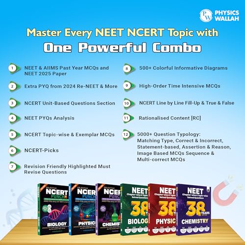 Image of (Old Edition) PW NEET Objective NCERT Punch 4.0 & 38 NEET Previous Year Solved Papers (2025 - 1988) PYQ | Physics, Chemistry, Biology Combo Set of 6 Books For NEET 2026 Exam