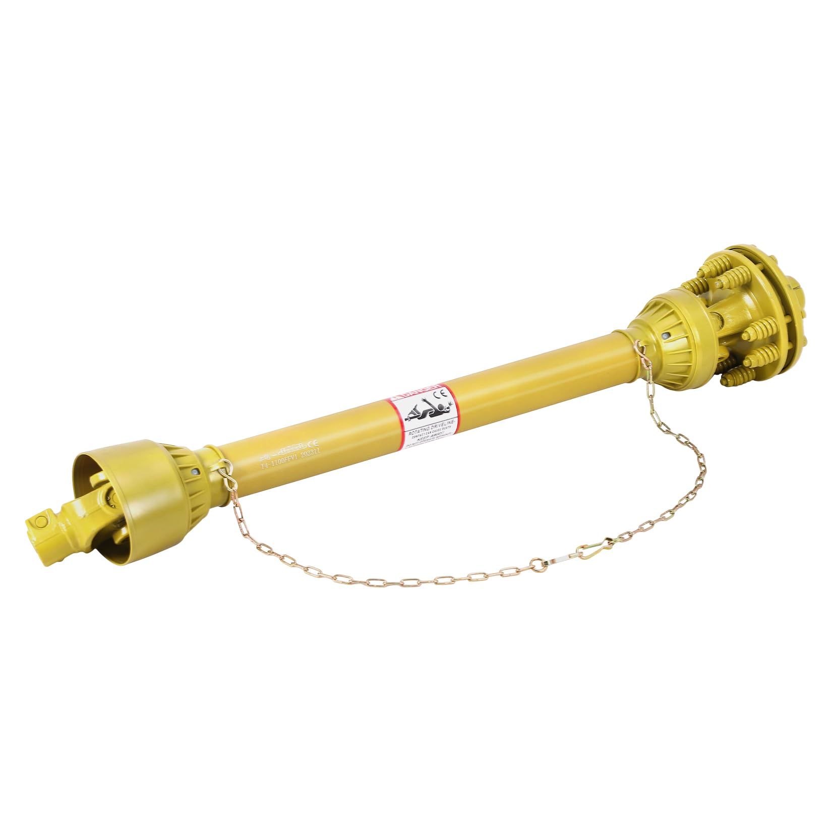 Garvee Eje de Transmisión Cardán para Tractor con Toma de Fuerza y Embrague de Fricción, Eje TDF Telescópico de Acero 45 de Alta Resistencia para Maquinaria Agrícola, 110-145 cm, Amarillo, Robusto