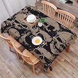 Wusihorld Rectangle Table Cloth,Grunge Seamless Pattern Skulls Tablecloths Stain Resistance Water Repellent Washable Table Cover Decor for Home Kitchen Dining Party Patio Indoor and Outdoor 60'x 84'