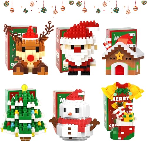 Audasi 6 Piezas Juego de Bloques de Construcción de Navidad, Juguetes de Bloques de Construcción Bloques de Construccións de Papá Noel Regalos Creativos Decoración de Navidad Regalos para Niños
