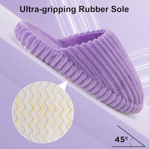 Image of Women Arch Support Slippers - House Bedroom Slippers for Woman, Orthopedic Shoes for Plantar Fasciitis, Corduroy Closed Toe Ladies Slides Outdoor 5-10.5