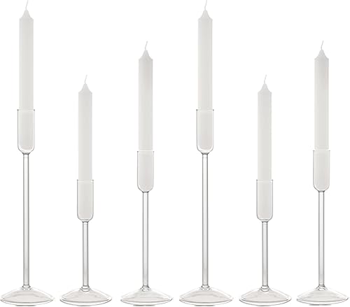 Willceka Juego de 6 portavelas cónicos de cristal, portavelas para candelabros, para eventos de Navidad, fiestas, bodas, recepciones, centros de