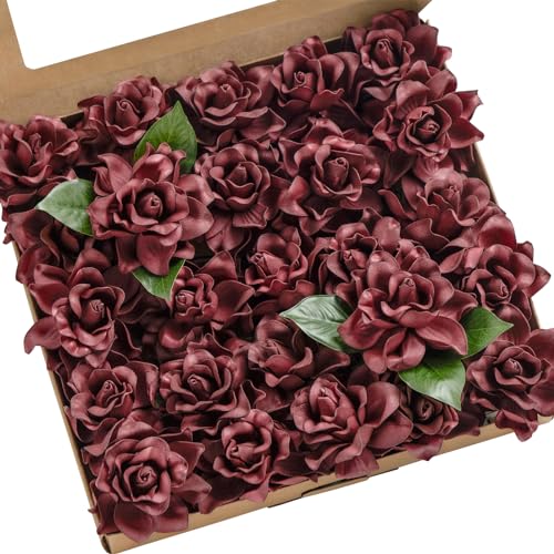 Lings-Moment-Flowers-25pcs-Burgundy-Flowers-Artificial-Gardenia-Flowers-27-Gardenias-Foam-Fake-Flowers-for-DIY-Wedding-Decor-Bouquets-Centerpieces-Bridal-Shower-Floral-Arrangements Lings Moment Flowers 25pcs Burgundy Flowers Artificial Gardenia Flowers 27 Gardenias Foam Fake Flowers for DIY Wedding Decor Bouquets Centerpieces Bridal Shower Floral Arrangements