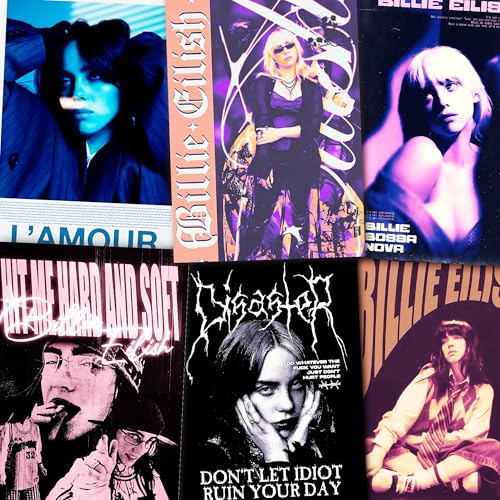 Image of Wallgasm Pack of 6 - Billie Eilish Posters 8x12 inch (A4 Size) 300 GSM | Pop Star | Music | Billie Eilish Merchandise | Posters, For Living room