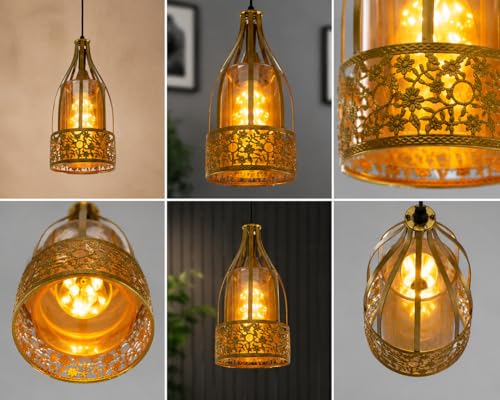 Image of Modern Moroccan Design Bottle Shaped Pendant Lamp | Hanging Lamp for Living Room| Ceiling Lamp for Bedroom, Kitchen, Balcony, Restaurant /Cafe(Bulb Not Included)