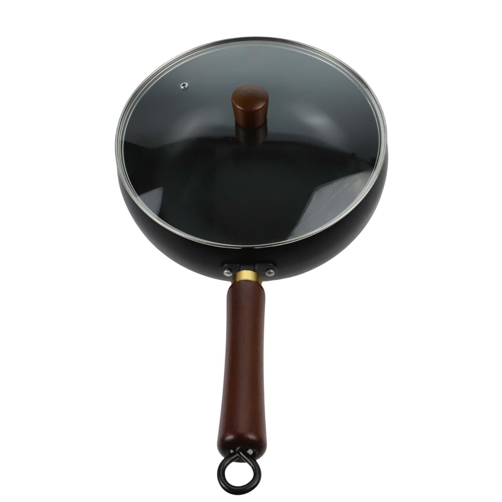 FUBESK Forgiato a mano Ferro Wok Grande Belly Pot 265Cm Non Rivestito In Acciaio Al Carbonio Padella Induzione E Gas Stufe Per Robot Nero Aspirapolvere Accessori Aspirapolvere Accessori