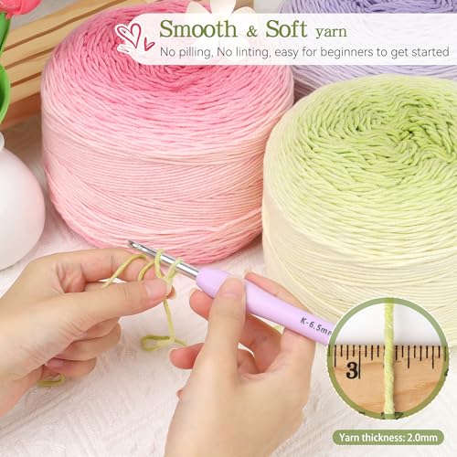 Image of Katech 2 Gradient Yarn for Crocheting Knitting- Gradient Yarn Cake -2 x 230g /8.11oz 45% Cotton 55% Acrylic-Perfect for Scarves, Shawls and Blanket-Grass Green