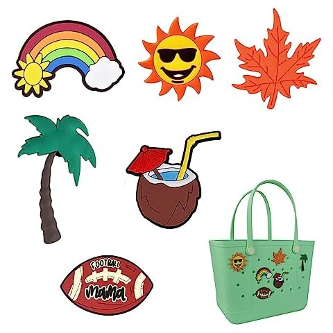 6 Packs Charms for Beach Bags, Beach Bag Accessories Inserts, Rubber Charm Accessories for Beach Bags with 0.55 Inch Dia Holes (6 Pieces - Style A) Cover