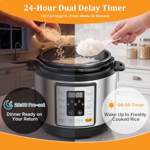 Image of NEWBULIG 10-In-1 Electric Pressure Cooker, 3 Quart Multi Cooker for Rice, Stew and Steam, Small Programmable Stainless Steel Pot with Slow Cook Function and Ceramic Inner Pot
