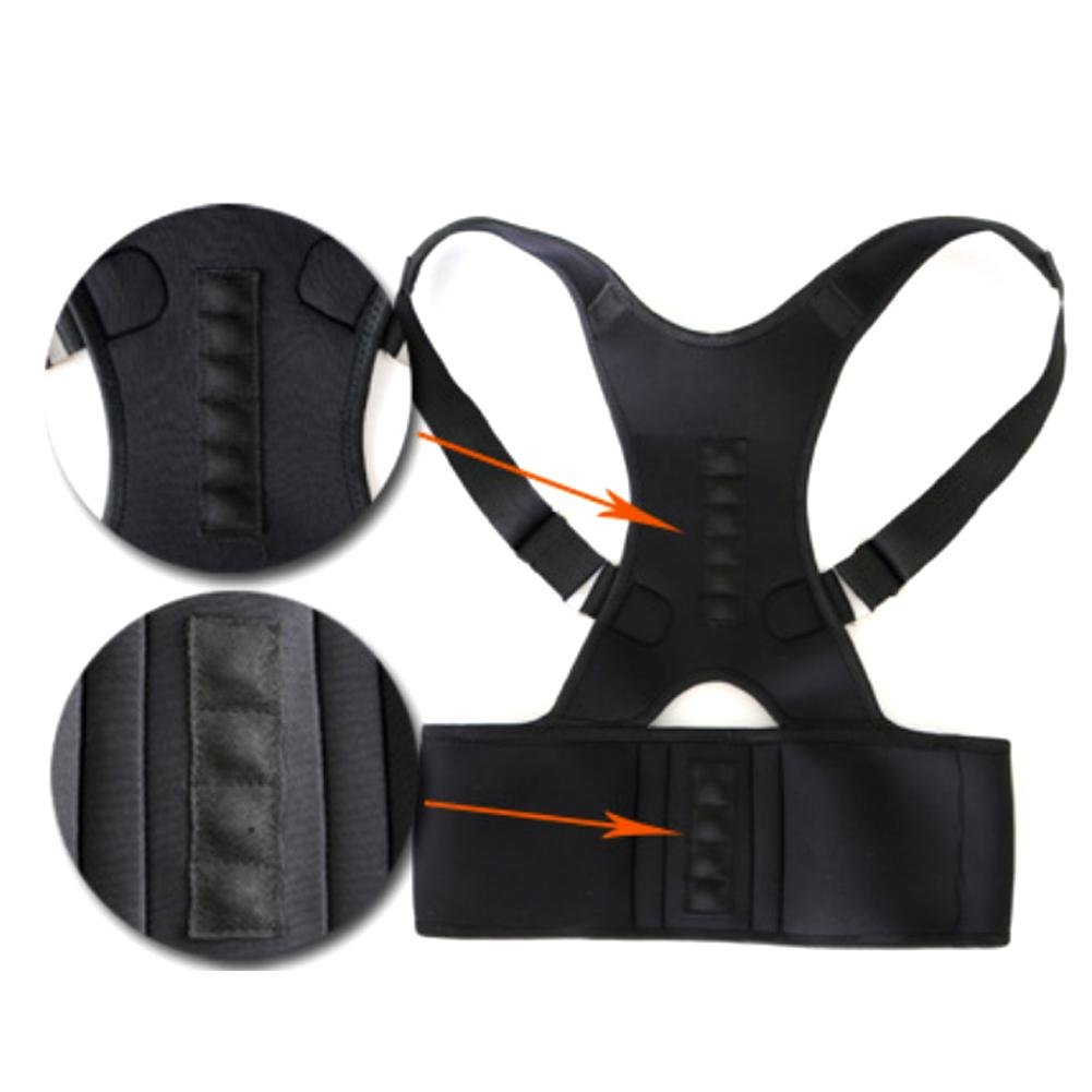 Bretelles de colonne vertébrale magnétique pour homme et femme (noir, S)