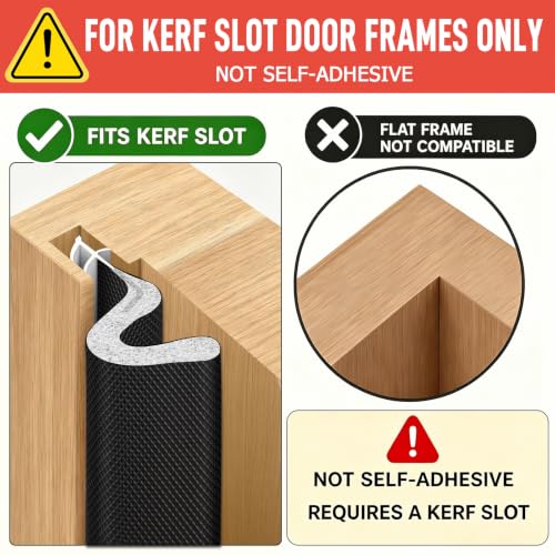 Image of Litaibai 60 ft Kerf Weather Stripping Door Seal for Exterior Doors, Black