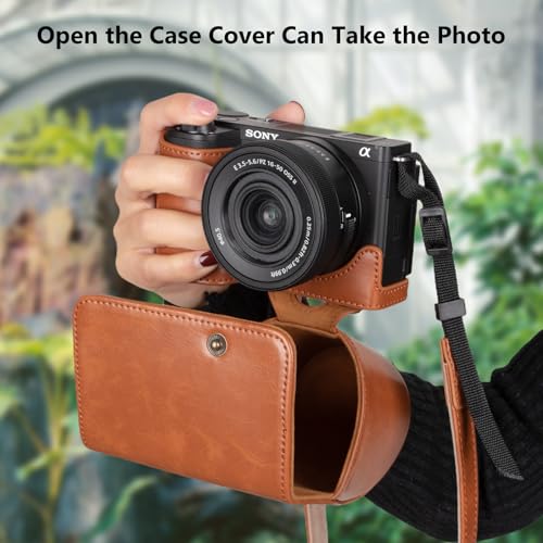 Funda para cámara Sony ZV-E10 II de cuero PU marrón miniatura 6