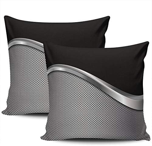 TBUFYU Throw Pillow Cover Silver and Black Metallic Decorative Pillowcase Cushion Case Double Sided Design Printed Square 20X20 Inch Set of 2