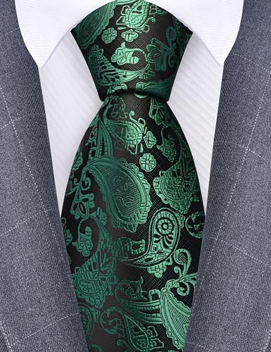 Image of GUSLESON 3.15 inch(8cm) Fashion Paisley Ties Mens Woven Jacquard Necktie for Wedding