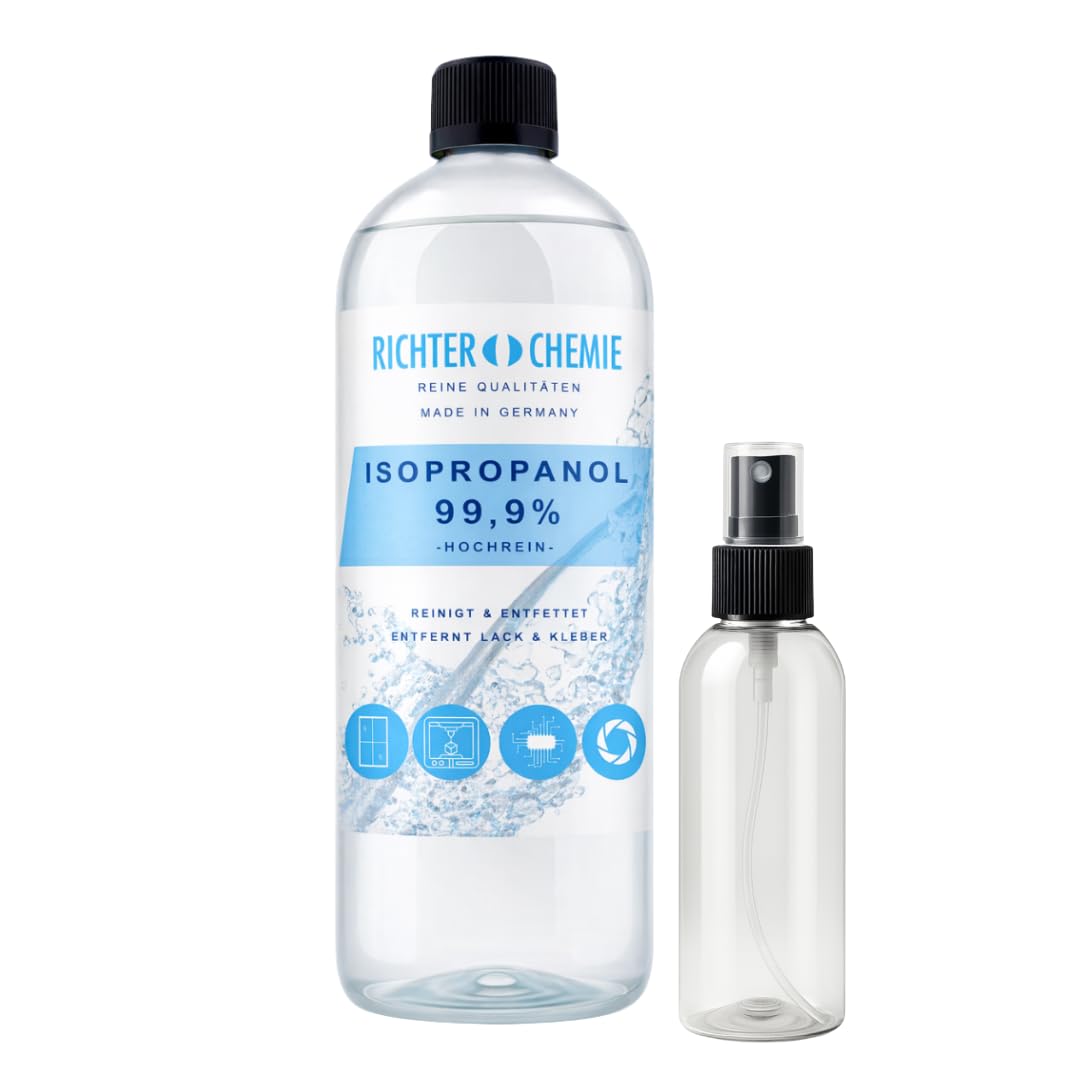 Isopropanol 99,9% – IPA Reinigungsalkohol Von Richter Chemie – Rückstandsfrei, Schnell Verdunstend, Zum Entfetten Von Elektronik, Glas, 3D-Druckern & Mehr (Made In Germany)