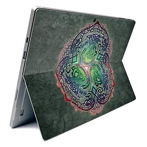 Image of MightySkins Carbon Fiber Skin for Microsoft Surface Pro 7 - Celtic Dragon | Textured Carbon Fiber Finish | Easy to Apply, Remove, and Change Styles | Made in The USA
