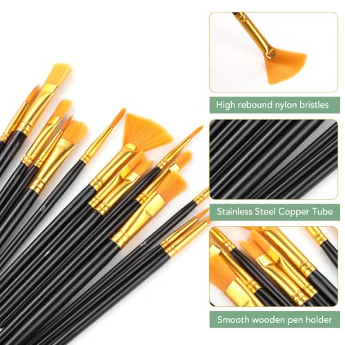 Image of AROIC Acrylic Paint Brush Set,100 packs /1500pcs Nylon Hair Paint Brushes