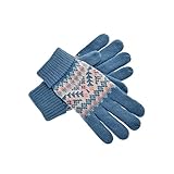 Yan & Lei Women's Trees and Flower Stem Knitted Winter Gloves with Roll Up Cuffs