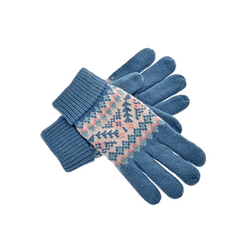 YAN & LEI Women's Trees and Flower Stem Knitted Winter Gloves with Roll Up Cuffs