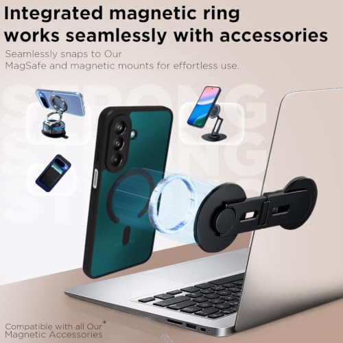 Image of RIGGEAR Shockproof Sleek Hybrid Armor Magnetic Back Cover Case Compatible with MagSafe Accessories for Samsung Galaxy F70 Pro 5G (Smoke Black Matte PC + Black TPU Bumper)
