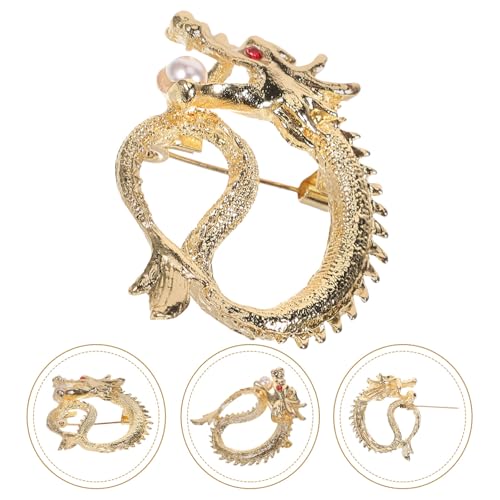 Broche dragon de style rétro en émail grand format 4x3.5cm - 2