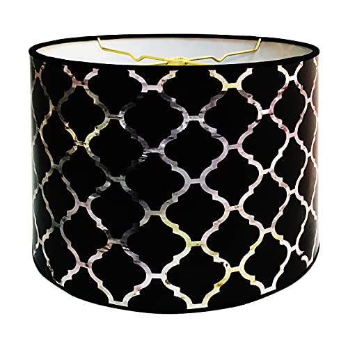 Image of Royal Designs, Inc. Trendy Decorative Handmade Drum Shade, Made in USA, 10in, HBC-8048-10, Black Moroccan