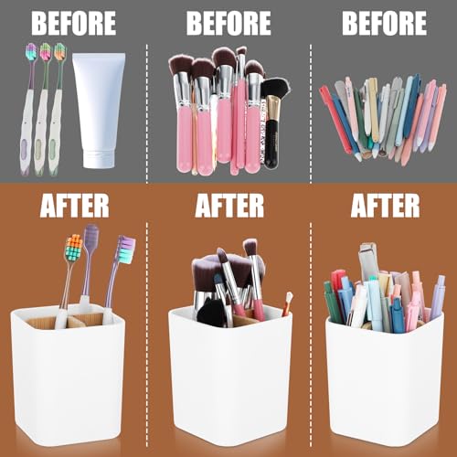 COMNICO 3 Slot Toothbrush Holders with Bamboo Divider Plastic Anti-Slip Tooth Brush Caddy Storage Cup Drainage - Image 3
