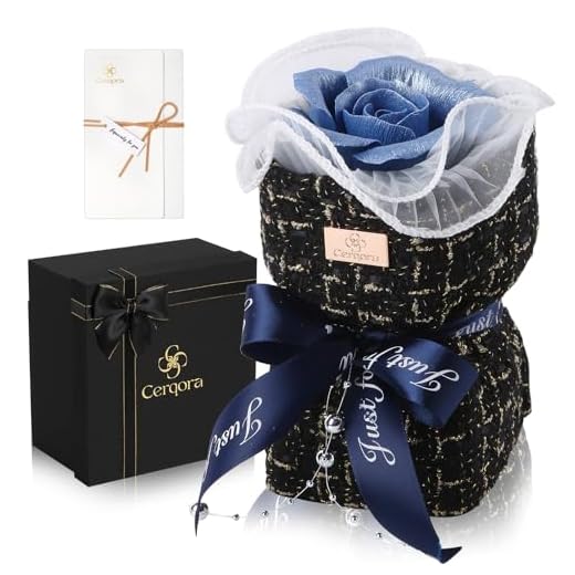 Cerqora Ceramic Preserved Rose Bouquet, Blue Eternal Flower Handmade Ceramic Craft Art with Fragrance Expansion Function, Birthday/Anniversary/Valentine's Day Luxury Gift Box for Women, Mom, Wife，Her
