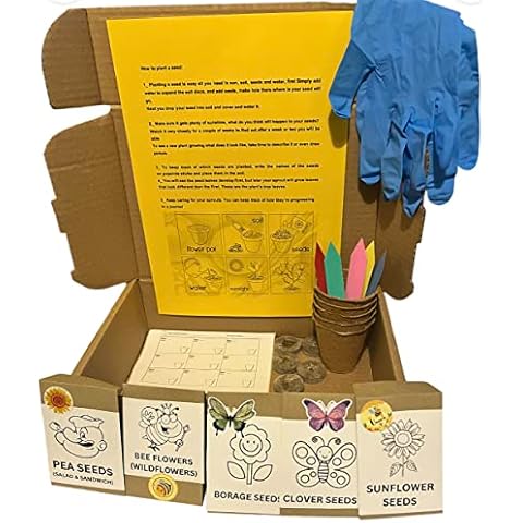Kids Gardening Set, Garden Set for Kids, Grow Your own kit for Children, Seed Kits for Children, Save The Bees kit, Childrens Gardening Set, Kids Activity Pack Wildflower Seeds Sunflower Cover