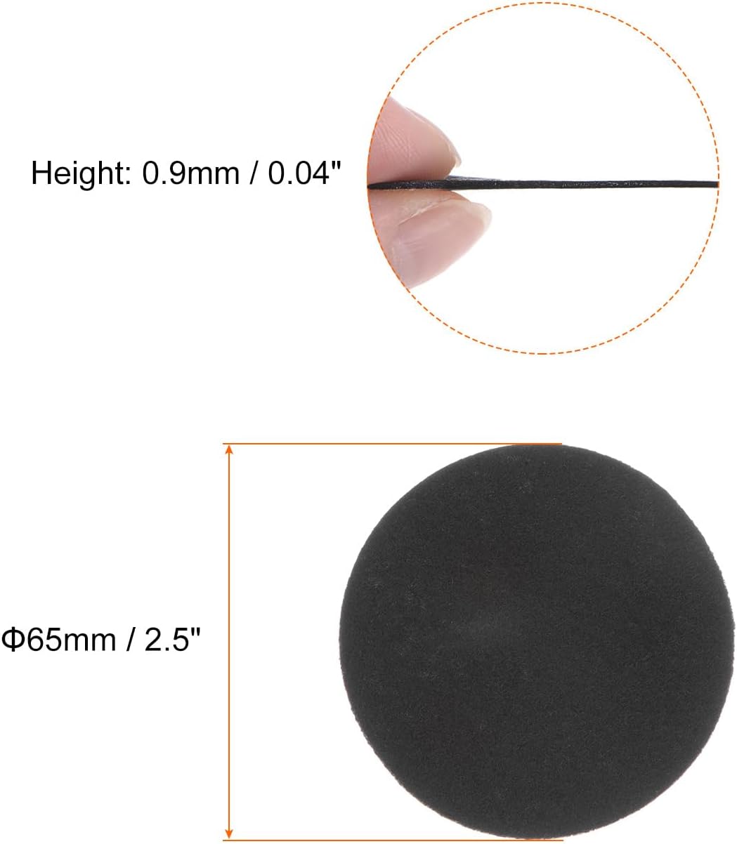 HARFINGTON 200pcs Round Adhesive Felt Circles, 65mm 2.5" Pre Cut Felt Craft Stickers Non-Woven Mini Felt Fabric Circles for DIY Sewing Handcraft Cut Projects Craft Finishing, Black
