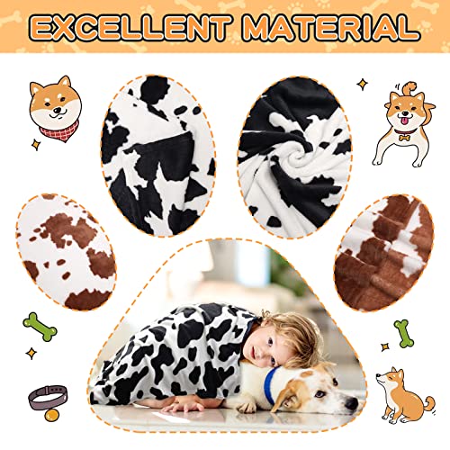 Image of Rezutan 1 Pack 3 Blankets for Dogs, Dog Blanket for Large & Medium Pet Cat, Premium Soft Fluffy Suitable for Dog Kennels & Beds, Sofas, Gifts Puppy Essentials, 41x31inch, Black Brown White Cow Print