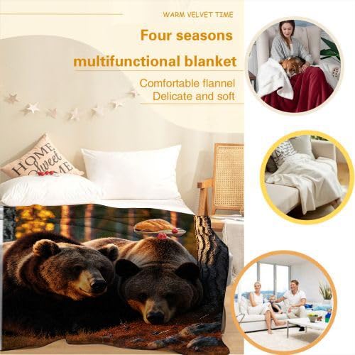 Mantas para Sofas Grandes 220x240 Oso Pardo Animal, Manta Termica Franela Mantilla Felpa para Cama 135/150, Mantitas Polar Suave y Cálida para Perro Mascota Habitacion Dormitorio_A1709