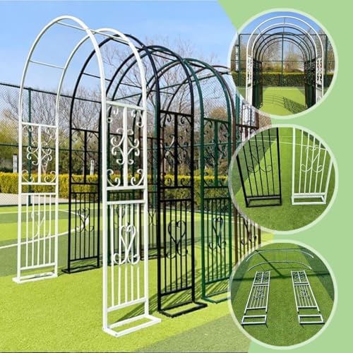 Steel Garden Arbor Arch - 7.5ft High Wedding Arch for Ceremonies & Parties, Metal Trellis for Climbing Plants, Versatile Sizes: 4.6-11ft Wide (Black, W5.9ft x H7.5ft)