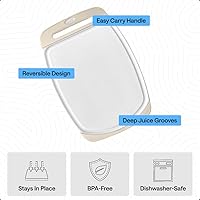 Vista 5 de GORILLA GRIP Juego de 3 tablas de cortar de cocina reversibles sin BPA, diseñadas en Estados Unidos, no porosas, ranuras para jugos, borde