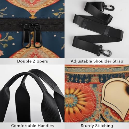 Boho Animal Elephant Travel Gym Bag Waterproof Sport Dance Bag for Women Men Portable Gymnastics Duffel Bags Canvas Tote Carry on Handbag for Workout Overnight Weekender4