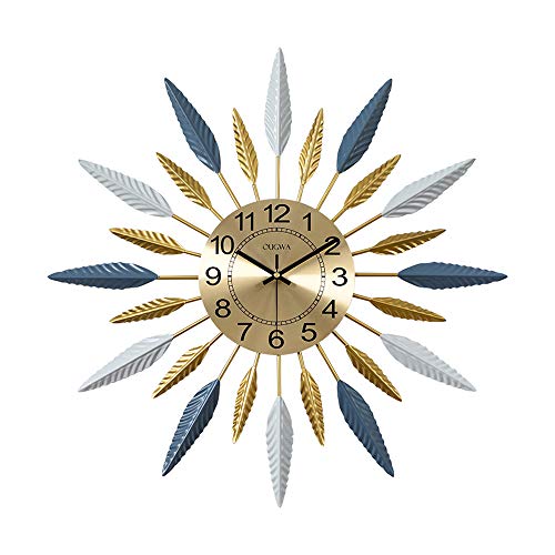 SHISEDECO Metal Sunburst Wall Clock, Modern Silent Battery Operated Pop Color Quartz Starclock Decorative for Living Room, Office and Bedroom (L154)