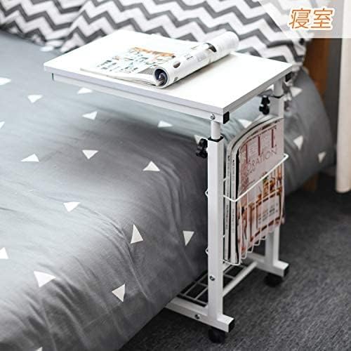 Tavolino Da Letto Regolabile DlandHome - Con Ruote E Cestino, Legno Quercia - Foto 8