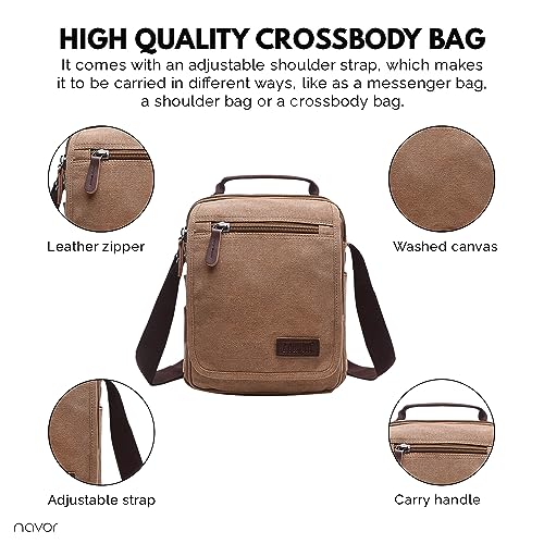 navor Small Vintage Multipurpose Canvas Crossbody Shoulder Bag Crossover Messenger Travel Work Bag Purse for Men Women -Gray3
