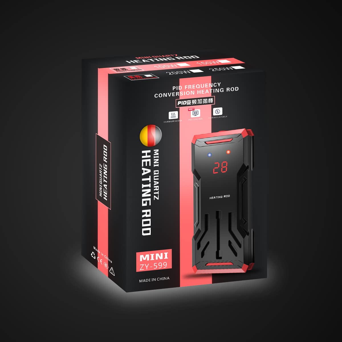 Chauffage Immersion, 100 W Chauffage D'aquarium pour Abreuvoir à Poules | Contrôleur Thermostat LED Protection Contre Surchauffe Régulation Précis Température Réglable