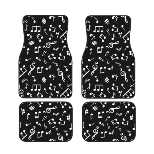 Alfombrillas para coche con notas musicales juego de 4 piezas protectoras de neopreno negro