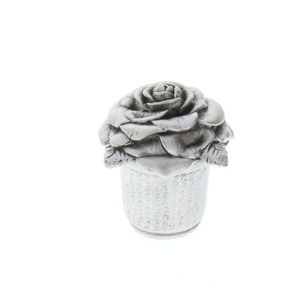 Pewter Tiny Trinket Wee Box Rose Flower in a Pot