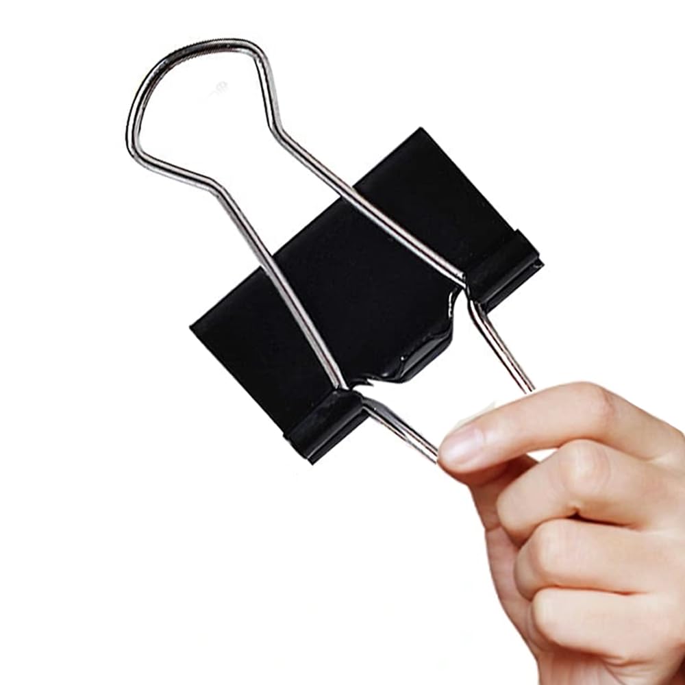 Bardzo duże klipsy do segregatora, 10 sztuk, 6,4 cala, standardowe 60 mm, czarne, duże spinacze do papieru, składany, bardzo duży rozmiar, klipsy do papieru Jumbo, klipsy biurowe, z pojemnikiem do