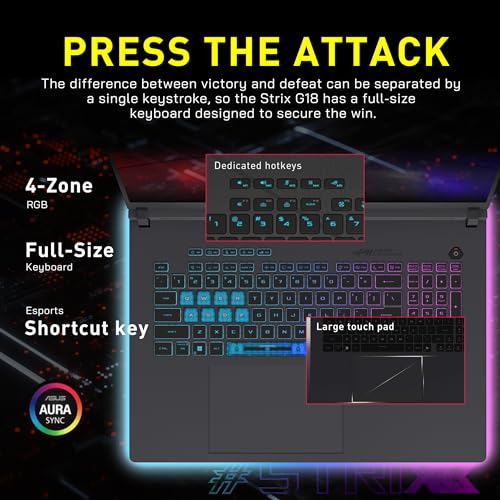 Image of ASUS ROG Strix G18 18 inch 144Hz WUXGA Gaming Laptop, Intel i9-14900HX, GeForce RTX 5070, 64GB RAM, 5TB Storage (4TB SSD+1TB Docking Station), 4-Zone RGB Backilit Keyboard, FHD IR Camera, Win 11 Pro, Gray
