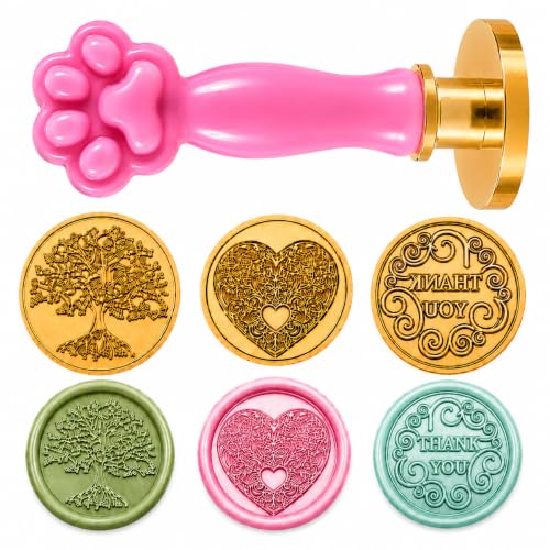Image of Curated Cart 1 Wax Seal Stamp Kit Decorating Gift Cards Wedding Invitations Envelopes Letters Sealing (3 Stamp & 3 Holder Combo)