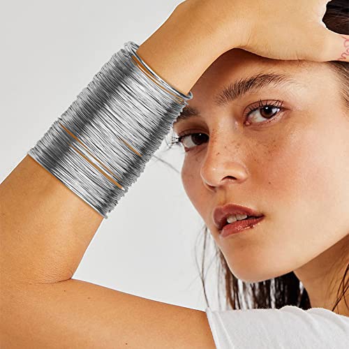 Jslohas 5Pcs Cuff Bangle Bracelet for Women Gold Cuff Bracelets Open Wide Wire Bracelets Adjustable Gold-Tone Wrist Cuff Wrap Bracelet Set … - Image 5