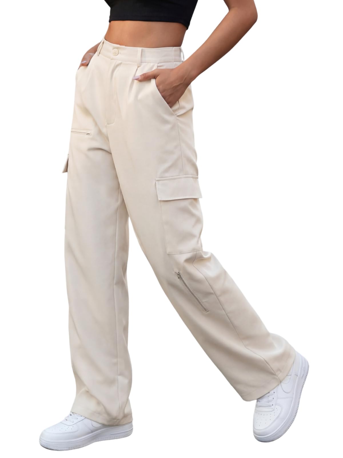 greciilooks Women Cargo Pant | Women Trousers | Women's HIGH-Waisted Pant | Women Trousers Pants | Korean Trousers for Women-picture-37