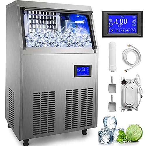 Eiswürfelbereiter mit Wasserablaufpumpe 33LBS Aufbewahrung Edelstahl Intelligenter Touchscreen Automatische Reinigung… – Bild 3