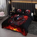 Nttopship Werewolf Comforter Set Full Size for Adults 3Pcs,Blood Moon Bedding Soft Warm Comforer for All Season Room Decor with 1 Comforter and 2 Pillow Case